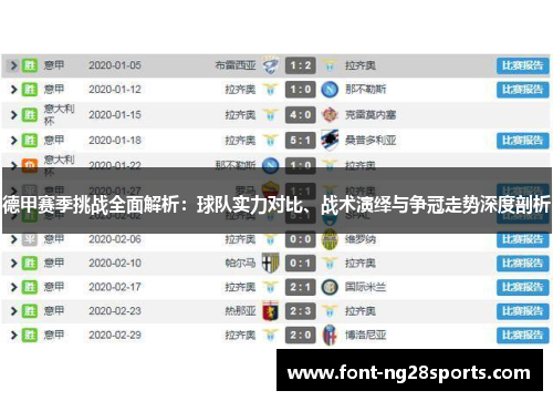 德甲赛季挑战全面解析：球队实力对比、战术演绎与争冠走势深度剖析