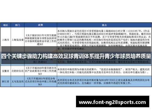 四个关键步骤助力构建高效足球青训体系提升青少年球员培养质量