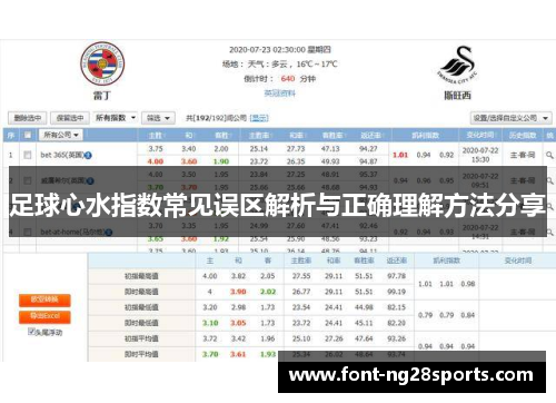 足球心水指数常见误区解析与正确理解方法分享 足球心水指数常见误区解析与正确理解方法分享